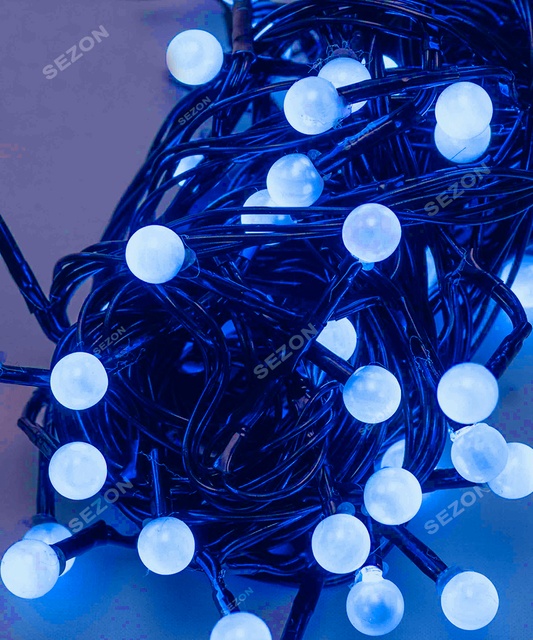 Гірлянда ЖЕМЧУГ 50 LED, 5м+ перехідник, синій