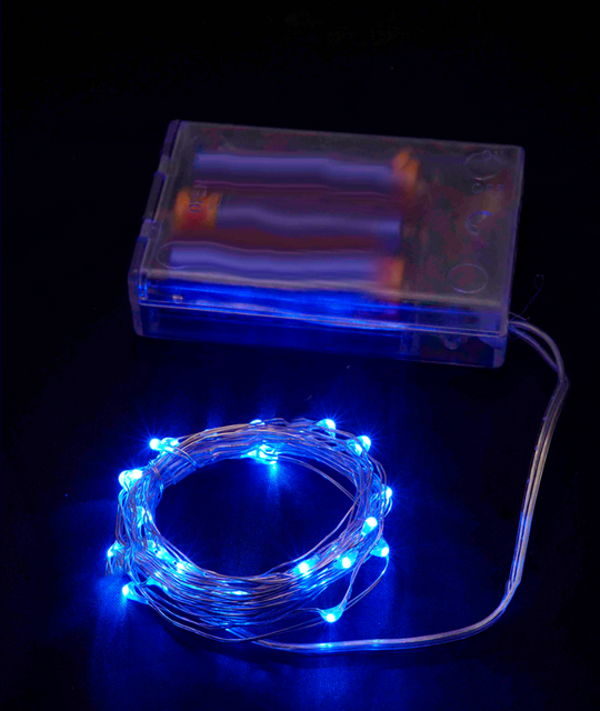 Гирлянда Роса на батарейках 20 LED, 2м, с синим цветом.