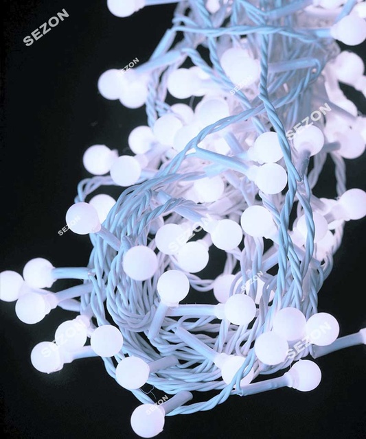 Гірлянда Кульки10мм 200 LED 10м білий провід, білий