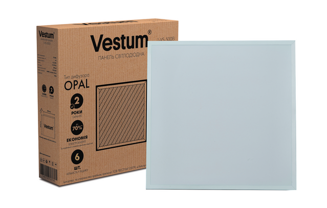 Панель светодиодная LED Vestum OPAL 40W 600x600 6000K 220V (2 шт)