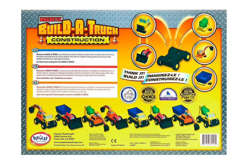 Конструктор для маленьких POPULAR Playthings Build-a-Truck машинки (бетономішалка, вантажівка, бульдозер, екскаватор)