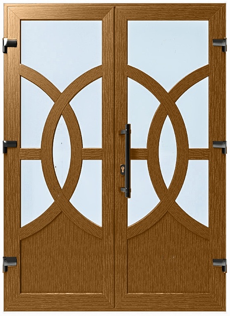 Дверь металлопластиковая Модель №040 Золотой дуб (1400х2000 мм)