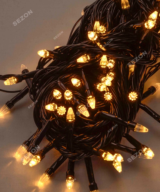 Гірлянда конус з теплим кольором ламп 500LED чорний провід