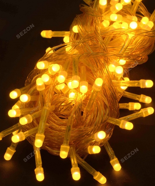 Гірлянді із жовтим кольором ламп 100 Led