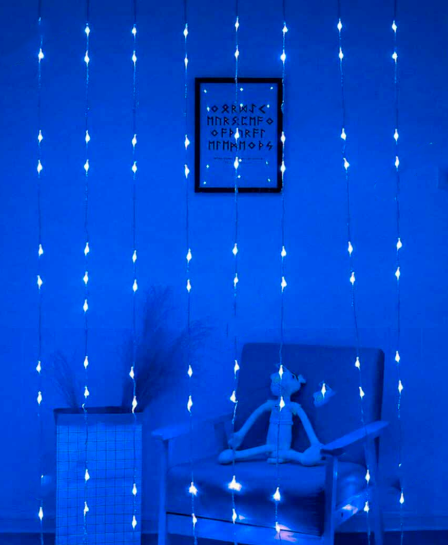 Гирлянда Водопад 480 LED 3м*3м с синим цветом ламп.