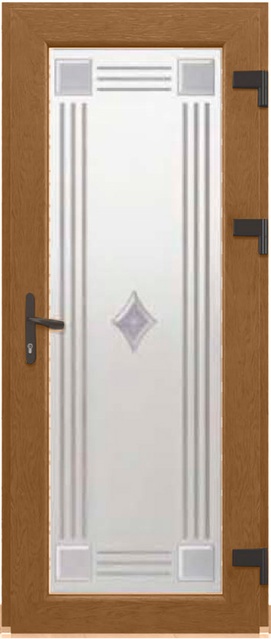 Дверь металлопластиковая Модель Dekor-032 Золотой дуб (900х2000 мм)