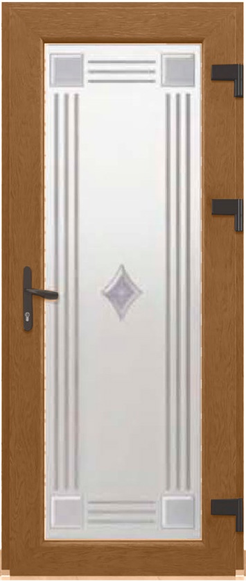Дверь металлопластиковая Модель Dekor-032 Золотой дуб (900х2000 мм)