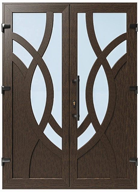Дверь металлопластиковая Модель №048 Темный дуб (1400х2000 мм)