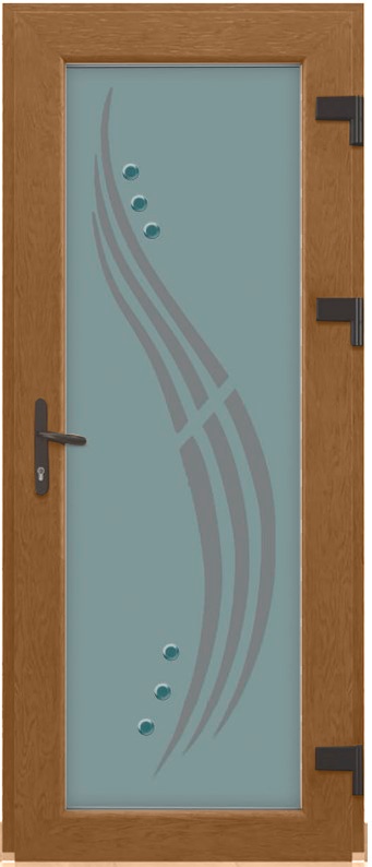 Дверь металлопластиковая Модель Dekor-020 Золотой дуб (900х2000 мм)