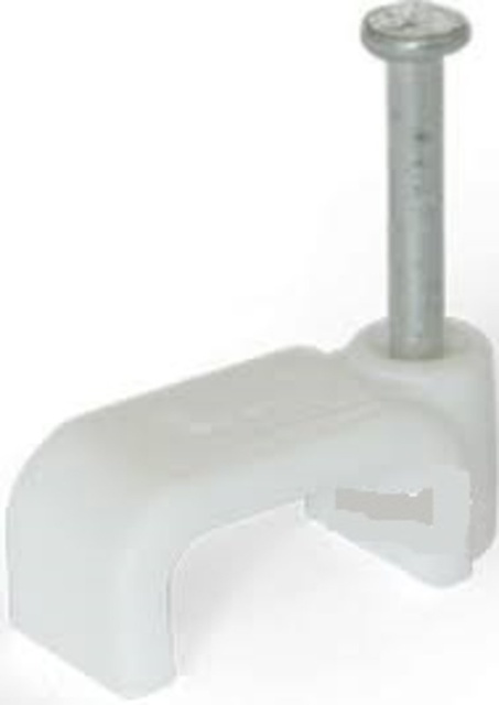 Клипса Lectris 5x3мм для ПЛАСКОГО кабеля из гвоздей, 100шт белая