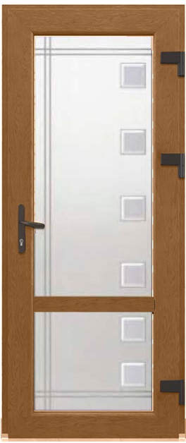 Дверь металлопластиковая Модель Dekor-033 Золотой дуб (900х2000 мм)