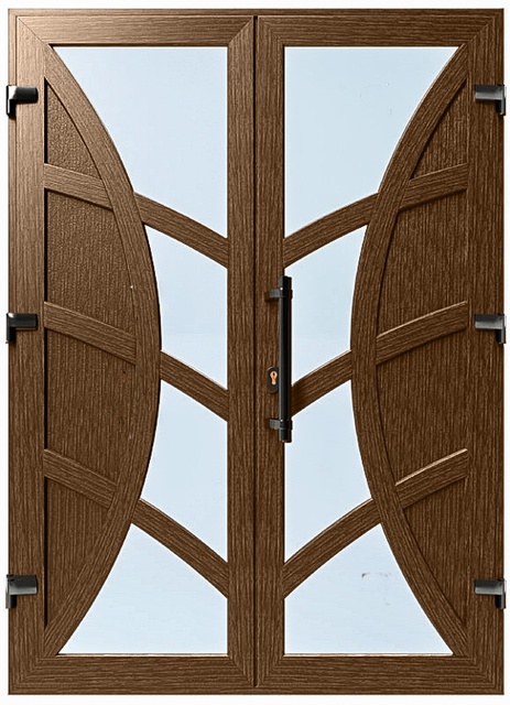 Двери металлопластиковые Модель №049 Орех (1400х2000 мм)