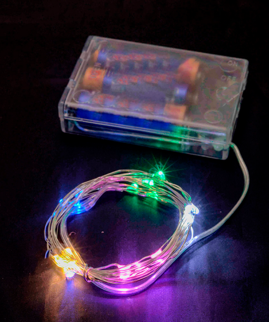 Гірлянда Роса на батарейках 20 LED, 2м, з різним кольором ламп