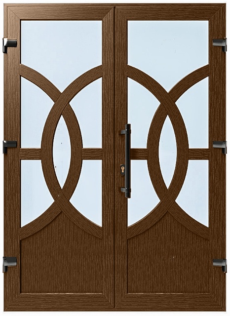 Дверь металлопластиковая Модель №040 Орех (1400х2000 мм)