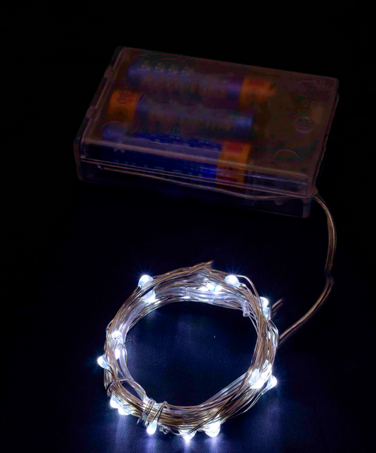 Гірлянда Роса на батарейках 20 LED, 2м, з білим кольором ламп