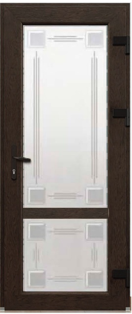 Дверь металлопластиковая Модель Dekor-027 Темный дуб (900х2000 мм)