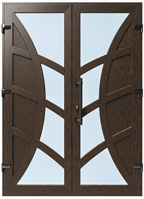 Дверь металлопластиковая Модель №049 Темный дуб (1400х2000 мм)