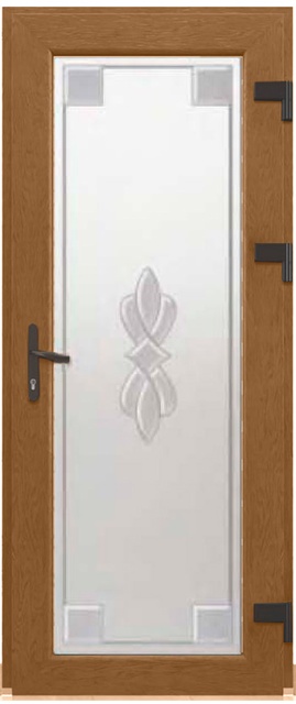 Дверь металлопластиковая Модель Dekor-034 Золотой дуб (900х2000 мм)