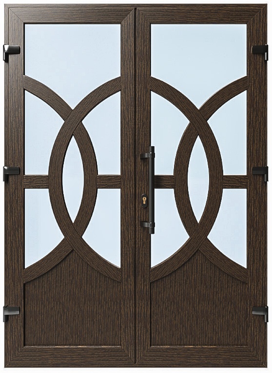 Дверь металлопластиковая Модель №040 Темный дуб (1400х2000 мм)