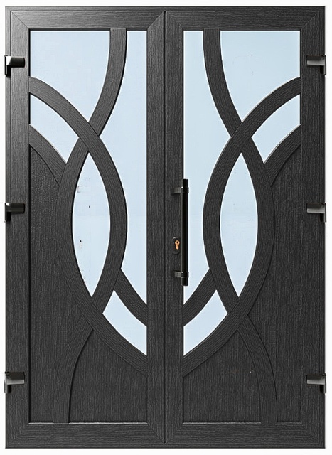 Дверь металлопластиковая Модель №048 Антрацит (1400х2000 мм)