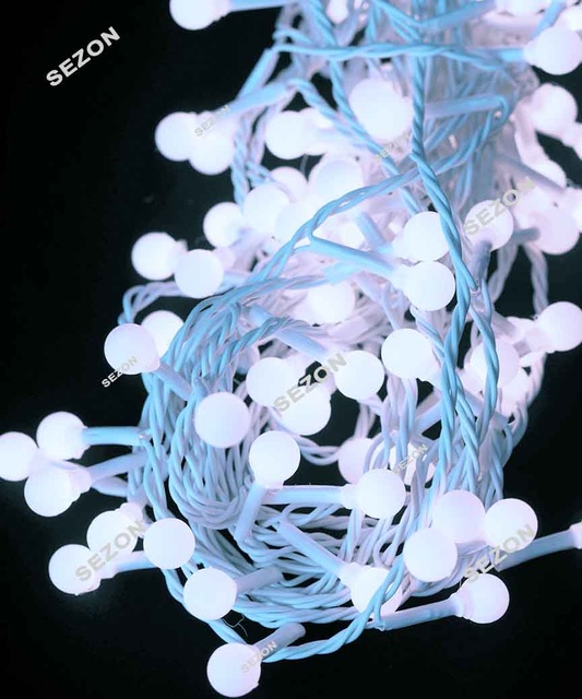 Гірлянда Кульки10мм 100 LED 6м білий провід, білий