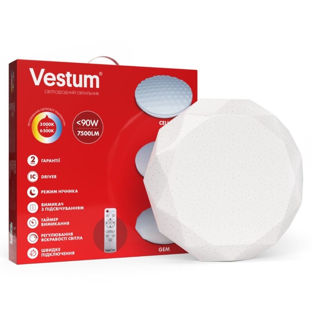 Світильник SMART Vestum GEM 90W 480*90мм 3000K-6500К, 7500Lm з д/в
