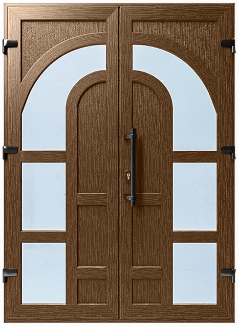 Двери металлопластиковые Модель №041 Орех (1400х2000 мм)