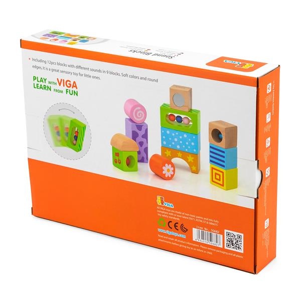 Дерев'яні кубики Viga Toys Брязкальця (50682)