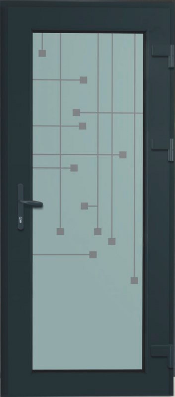 Дверь металлопластиковая Модель Dekor-008 Антрацит (900х2000 мм)