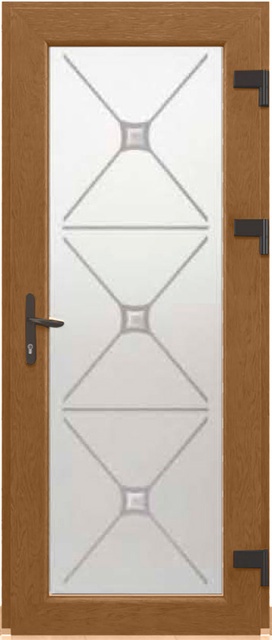 Дверь металлопластиковая Модель Dekor-038 Золотой дуб (900х2000 мм)