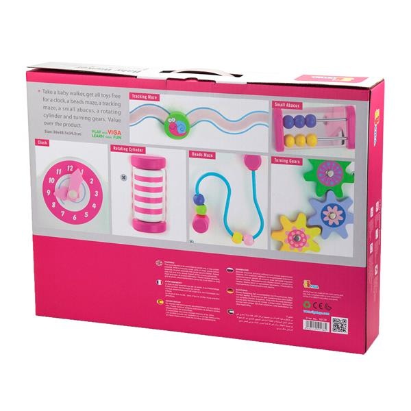 Дитячі ходунки-каталка Viga Toys з бізібордом, рожевий (50178)