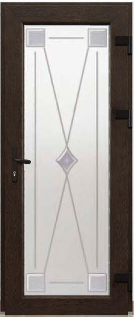 Дверь металлопластиковая Модель Dekor-028 Темный дуб (900х2000 мм)