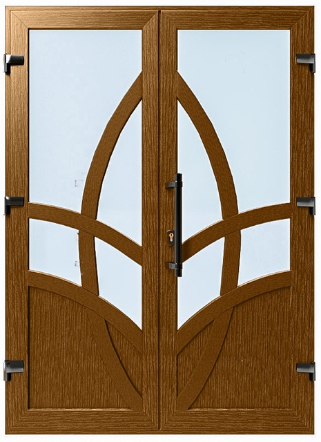Дверь металлопластиковая Модель №046 Золотой дуб (1400х2000 мм)