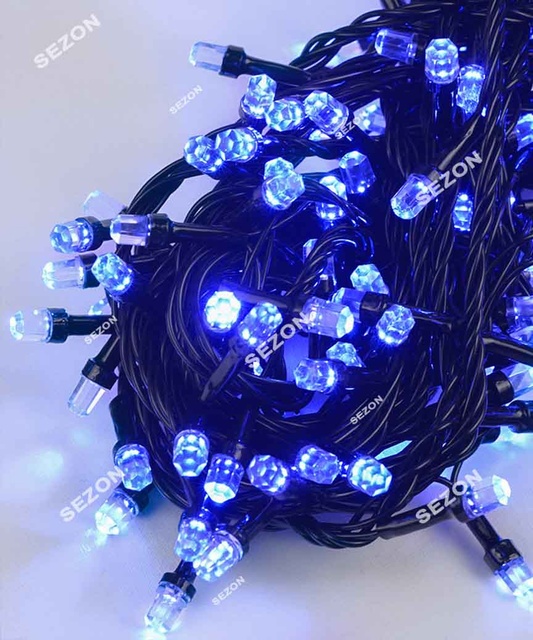 Гірлянда рубін з синім кольором ламп 400LED чорний провід