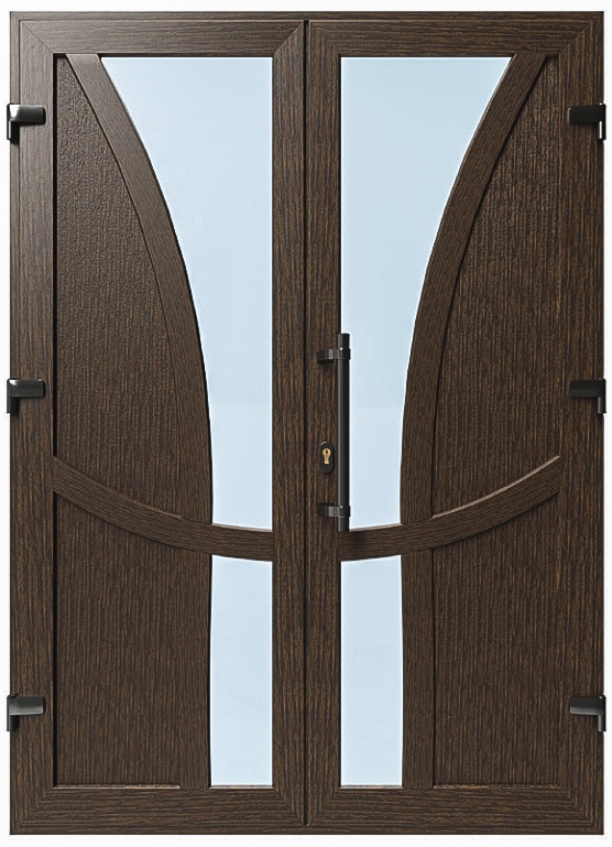 Дверь металлопластиковая Модель №047 Темный дуб (1400х2000 мм)