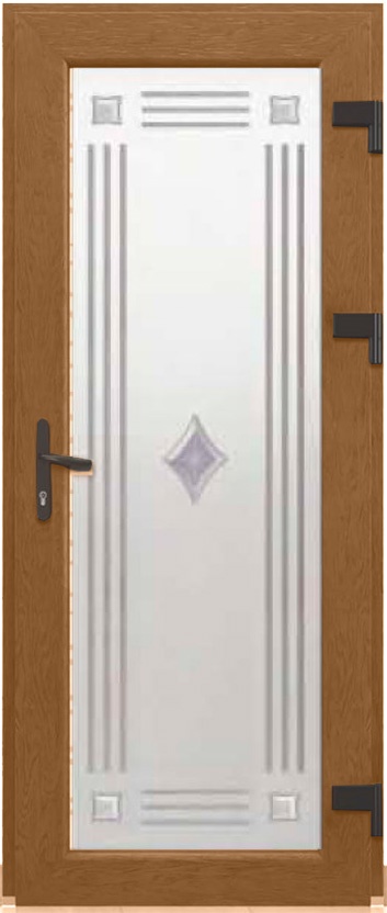 Дверь металлопластиковая Модель Dekor-036 Золотой дуб (900х2000 мм)
