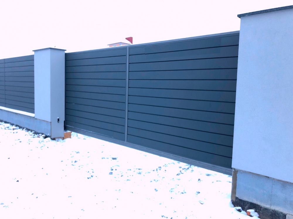 Откатные ворота металлические панели (3500х1800 мм)