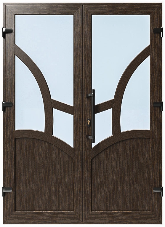 Дверь металлопластиковая Модель №042 Темный дуб (1400х2000 мм)