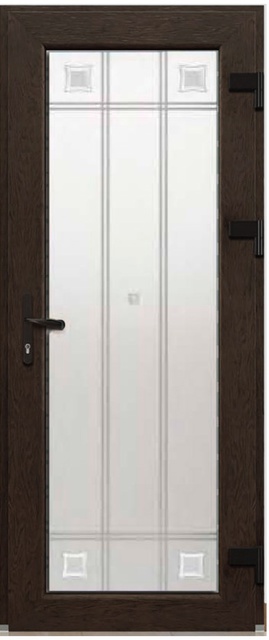 Дверь металлопластиковая Модель Dekor-026 Темный дуб (900х2000 мм)