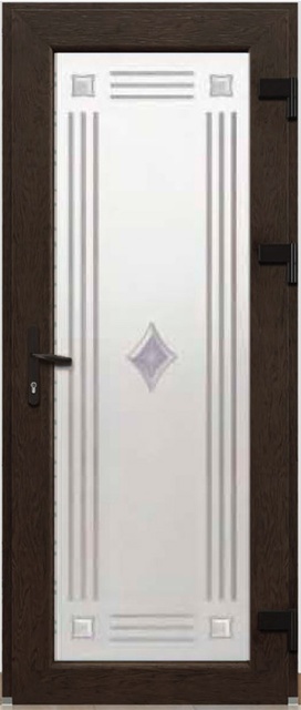 Дверь металлопластиковая Модель Dekor-036 Темный дуб (900х2000 мм)