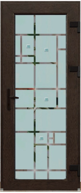 Дверь металлопластиковая Модель Dekor-003 Темный дуб (900х2000 мм)