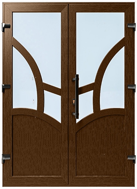 Дверь металлопластиковая Модель №042 Орех (1400х2000 мм)