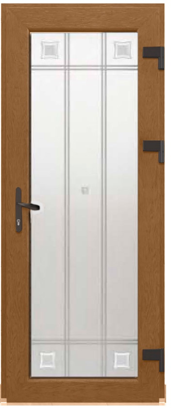 Дверь металлопластиковая Модель Dekor-026 Золотой дуб (900х2000 мм)