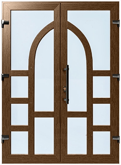 Двери металлопластиковые Модель №044 Орех (1400х2000 мм)