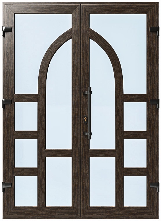 Дверь металлопластиковая Модель №044 Темный дуб (1400х2000 мм)