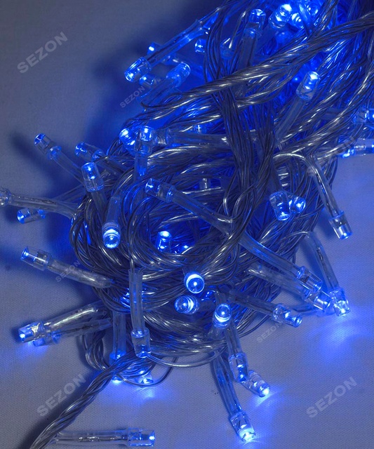 Гірлянда діод з синім кольором ламп 300LED прозорий провід