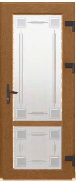 Дверь металлопластиковая Модель Dekor-027 Золотой дуб (900х2000 мм)