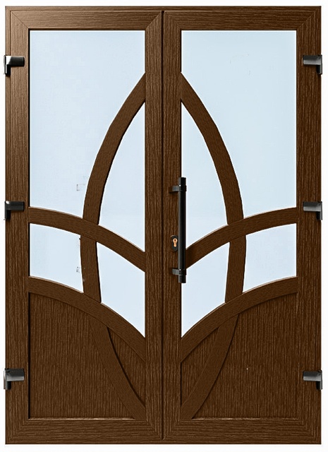 Дверь металлопластиковая Модель №046 Орех (1400х2000 мм)