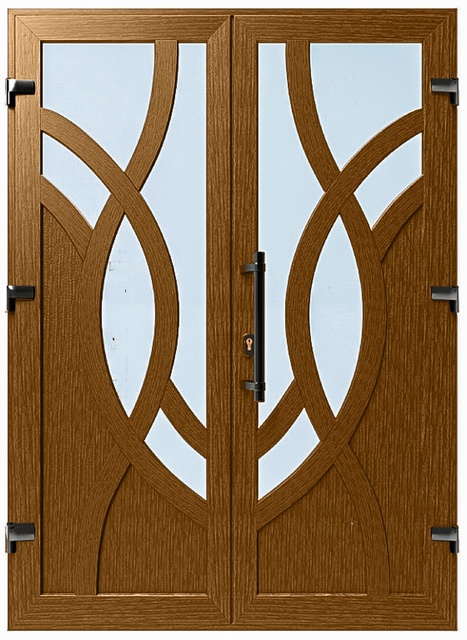Дверь металлопластиковая Модель №048 Золотой дуб (1400х2000 мм)