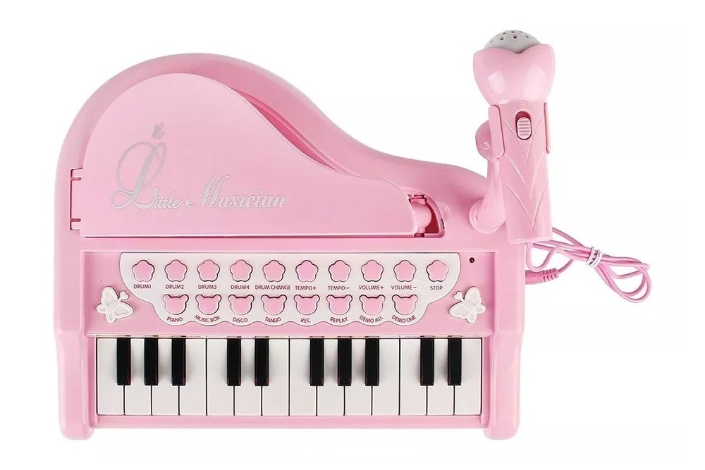 Детское пианино синтезатор Baoli "Маленький музикант" с микрофоном 24 клавиши (розовый)